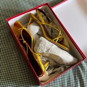 🦋Make me an offer! STAUD Nicolette Strappy 65 Heel Sandals in Metallic Leather